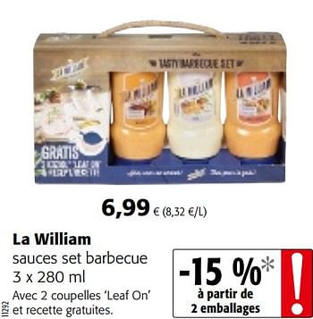 Promotions La william sauces set barbecue - La William - Valide de 20/06/2018 à 03/07/2018 chez Colruyt