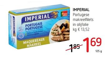 Promoties Imperial portugese makreelfilets in olijfolie - Imperial Visconserven - Geldig van 21/06/2018 tot 04/07/2018 bij Spar (Colruytgroup)