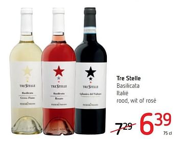 Promoties Tre stelle basilicata italië rood, wit of rosé - Rode wijnen - Geldig van 21/06/2018 tot 04/07/2018 bij Spar (Colruytgroup)