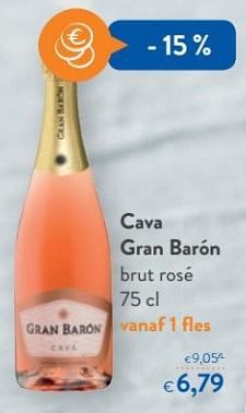 Promoties Cava gran barén brut rosé - Schuimwijnen - Geldig van 20/06/2018 tot 03/07/2018 bij OKay