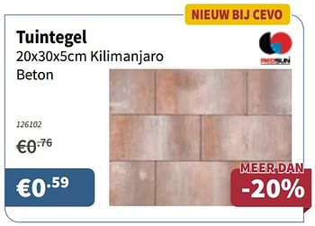 Promoties Tuintegel kilimanjaro beton - Huismerk - Cevo - Geldig van 21/06/2018 tot 04/07/2018 bij Cevo Market