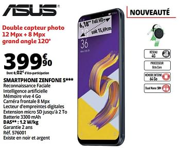 Promotions Asus smartphone zenfone 5 - Asus - Valide de 20/06/2018 à 26/06/2018 chez Auchan Ronq