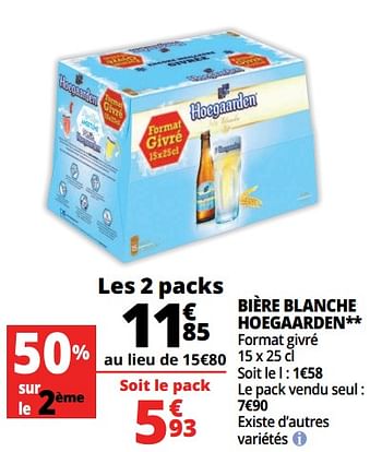 Promotions Bière blanche hoegaarden - Hoegaarden - Valide de 20/06/2018 à 26/06/2018 chez Auchan Ronq