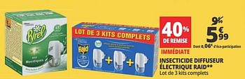 Promotions Insecticide diffuseur électrique raid - Raid - Valide de 20/06/2018 à 26/06/2018 chez Auchan Ronq