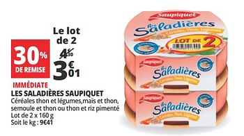 Promotions Les saladières saupiquet - Saupiquet - Valide de 20/06/2018 à 26/06/2018 chez Auchan Ronq