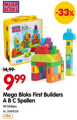 Promoties Mega bloks first builders a b c spellen - Mega Bloks - Geldig van 20/06/2018 tot 17/07/2018 bij Fun