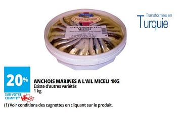 Promotions Anchois marines a l`ail miceli - Miceli - Valide de 20/06/2018 à 26/06/2018 chez Auchan Ronq