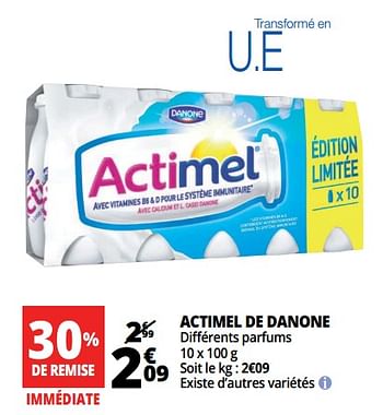 Promoties Actimel de danone - Danone - Geldig van 20/06/2018 tot 26/06/2018 bij Auchan