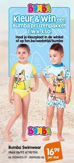 Promoties Bumba swimwear - Bumba - Geldig van 20/06/2018 tot 17/07/2018 bij Fun