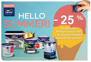 Promoties -25% op alle levis ambiance muurverf + op alle promopacks witte verf en primers - Levis - Geldig van 26/06/2018 tot 31/07/2018 bij Supra Bazar