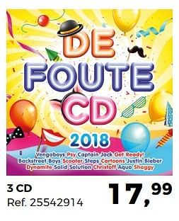 Promoties 3 cd de foute cd 2018 - Huismerk - Supra Bazar - Geldig van 26/06/2018 tot 31/07/2018 bij Supra Bazar