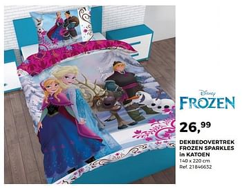 Promoties Dekbedovertrek frozen sparkles in katoen - Disney  Frozen - Geldig van 26/06/2018 tot 31/07/2018 bij Supra Bazar