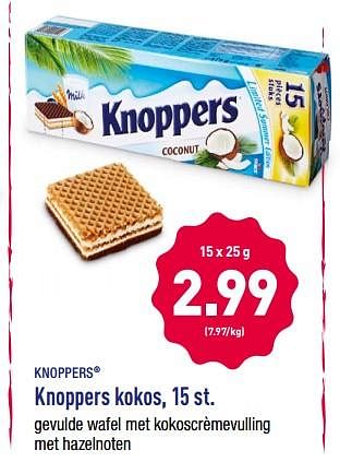 Promoties Knoppers kokos - Knoppers - Geldig van 25/06/2018 tot 30/06/2018 bij Aldi