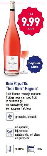 Promoties Rosé pays d`oc jean giner magnum - Rosé wijnen - Geldig van 25/06/2018 tot 30/06/2018 bij Aldi