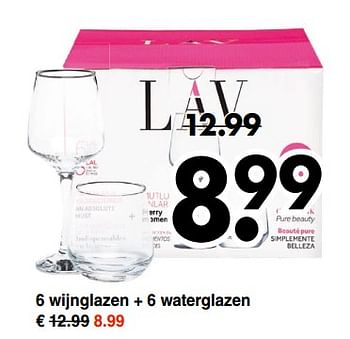 Op de een of andere manier mouw eenheid Lav 6 wijnglazen + 6 waterglazen - Promotie bij Wibra