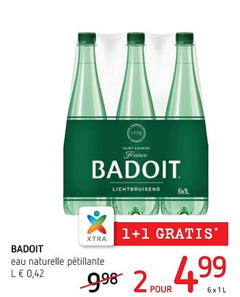 Promotions Badoit eau naturelle pétillante - Badoit - Valide de 21/06/2018 à 04/07/2018 chez Spar (Colruytgroup)
