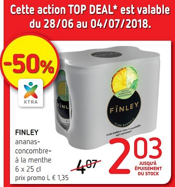 Promotions Finley ananasconcombreà la menthe - Finley - Valide de 21/06/2018 à 04/07/2018 chez Spar (Colruytgroup)