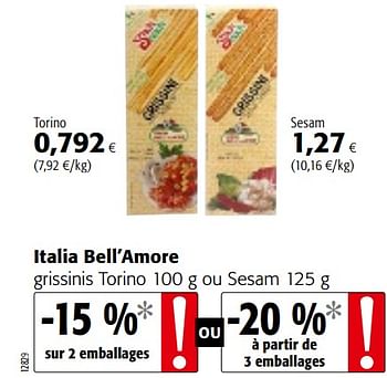 Promotions Italia bell`amore grissinis torino ou sesam - Italia Bell'Amore - Valide de 20/06/2018 à 03/07/2018 chez Colruyt