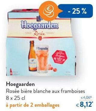 Promotions Hoegaarden rosée bière blanche aux framboises - Hoegaarden - Valide de 20/06/2018 à 03/07/2018 chez OKay