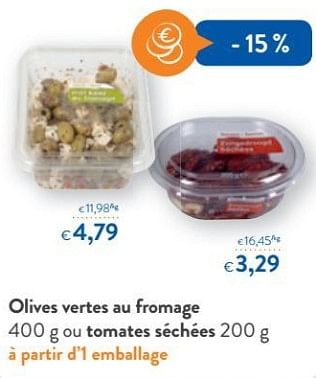 Promotions Olives vertes au fromage ou tomates séchées - Produit maison - Okay  - Valide de 20/06/2018 à 03/07/2018 chez OKay