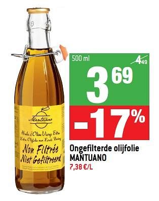 Promoties Ongefilterde olijfolie mantuano - Mantuano - Geldig van 27/06/2018 tot 03/07/2018 bij Match