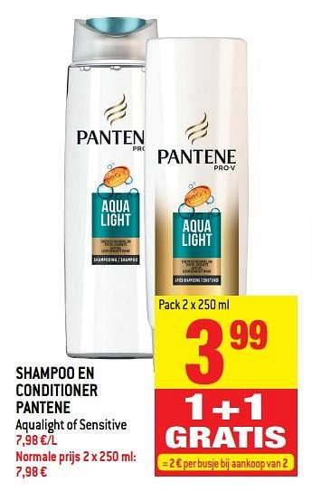 Promoties Shampoo en conditioner pantene aqualight of sensitive - Pantene - Geldig van 27/06/2018 tot 03/07/2018 bij Match