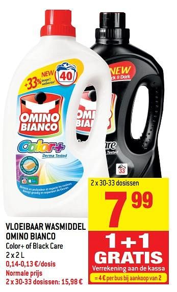 Promotions Vloeibaar wasmiddel omino bianco color+ of black care - Omino Bianco - Valide de 27/06/2018 à 03/07/2018 chez Match