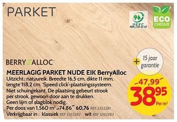 Promoties Meerlagig parket nude eik berryalloc - Berry Alloc - Geldig van 27/06/2018 tot 16/07/2018 bij BricoPlanit