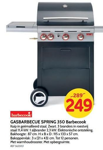 Promotions Gasbarbecue spring 350 barbecook - Barbecook - Valide de 27/06/2018 à 16/07/2018 chez BricoPlanit