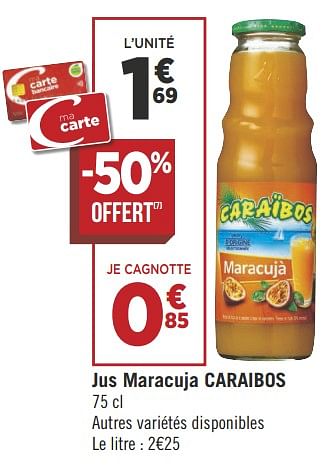 Promoties Jus maracuja caraibos - Caraibos - Geldig van 19/06/2018 tot 01/07/2018 bij Géant Casino