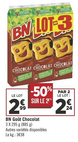 Promoties Bn goût chocolat - BN - Geldig van 19/06/2018 tot 01/07/2018 bij Géant Casino