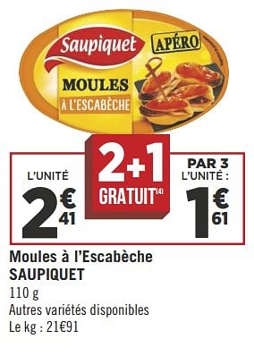 Promoties Moules à l`escabèche saupiquet - Saupiquet - Geldig van 19/06/2018 tot 01/07/2018 bij Géant Casino