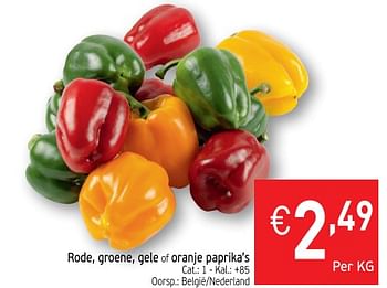 Promoties Rode, groene, gele of oranje paprika`s - Huismerk - Intermarche - Geldig van 26/06/2018 tot 01/07/2018 bij Intermarche