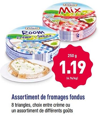 Promoties Assortiment de fromages fondus - Lisanel - Geldig van 25/06/2018 tot 30/06/2018 bij Aldi