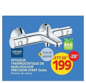 Promotions Mitigeur thermostatique de bain-douche precision start grohe - Grohe - Valide de 27/06/2018 à 16/07/2018 chez BricoPlanit