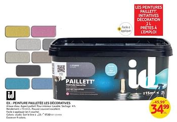 Promoties Peinture paillett` les décoratives - Les Decoratives - Geldig van 27/06/2018 tot 16/07/2018 bij BricoPlanit