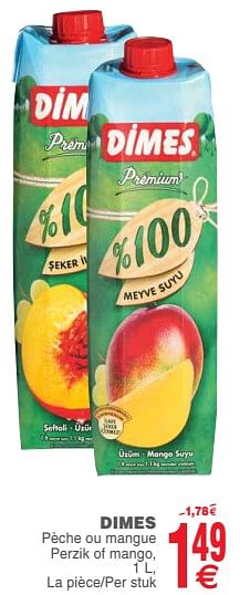 Promotions Dimes pèche ou mangue perzik of mango - Dimes - Valide de 26/06/2018 à 02/07/2018 chez Cora