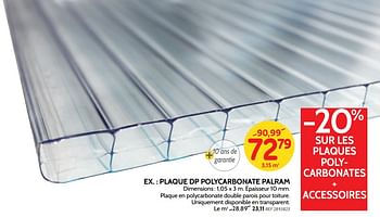 Promotions Plaque dp polycarbonate palram - Produit maison - BricoPlanit - Valide de 27/06/2018 à 16/07/2018 chez BricoPlanit