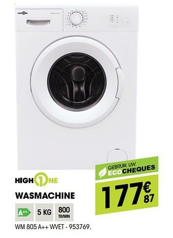 Promoties Highone wasmachine wm 805 a++ wvet - HighOne - Geldig van 30/06/2018 tot 31/07/2018 bij Electro Depot