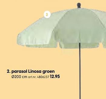 Promoties Parasol linosa groen - Huismerk - Blokker - Geldig van 25/06/2018 tot 30/09/2018 bij Blokker