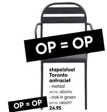 Promoties Stapelstoel toronto antraciet - Royal Patio - Geldig van 25/06/2018 tot 30/09/2018 bij Blokker