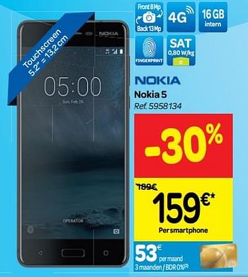 Promoties Nokia 5 - Nokia - Geldig van 30/06/2018 tot 31/07/2018 bij Carrefour