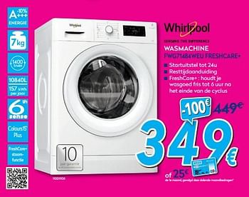 Promoties Whirlpool wasmachine fwg71484weu freshcare+ - Whirlpool - Geldig van 30/06/2018 tot 31/07/2018 bij Krefel
