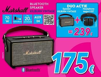 Promoties Marshall bluetooth speaker kilburn vintage - MARSHALL - Geldig van 30/06/2018 tot 31/07/2018 bij Krefel