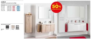 Promoties Aurelie badkamermeubelen zwevend enkel meubel met spiegelpaneel - Linie - Geldig van 30/06/2018 tot 31/07/2018 bij X2O