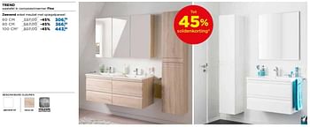 Promoties Trend badkamermeubelen zwevend enkel meubel met spiegelpaneel - Linie - Geldig van 30/06/2018 tot 31/07/2018 bij X2O
