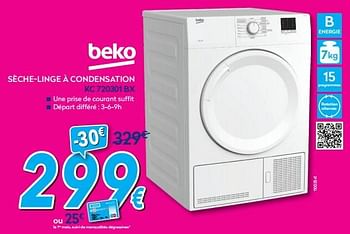 Promotions Beko sèche-linge à condensation kc 720301 bx - Beko - Valide de 30/06/2018 à 31/07/2018 chez Krefel