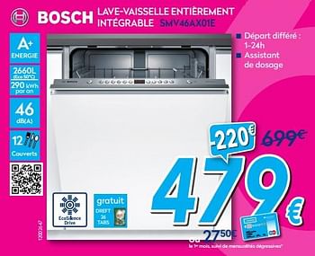 Promotions Bosch lave-vaisselle entièrement intégrable smv46ax01e - Bosch - Valide de 30/06/2018 à 31/07/2018 chez Krefel