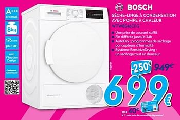 Promotions Bosch sèche-linge à condensation avec pompe à chaleur wtw8546cfg - Bosch - Valide de 30/06/2018 à 31/07/2018 chez Krefel