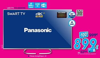 Promotions Panasonic led tv tx-65ex700 - Panasonic - Valide de 30/06/2018 à 31/07/2018 chez Krefel